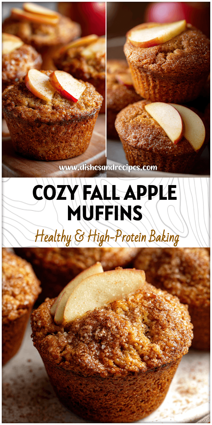 Golden Apple Cinnamon Breakfast Muffins topped with apple slices, perfect for Fall Apple Muffins ideas.